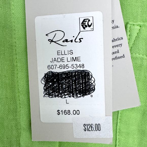 Rails Women Ellis Button Shirt Size L Organic Cotton Lightweight Jade Lime Green - Picture 5 of 11